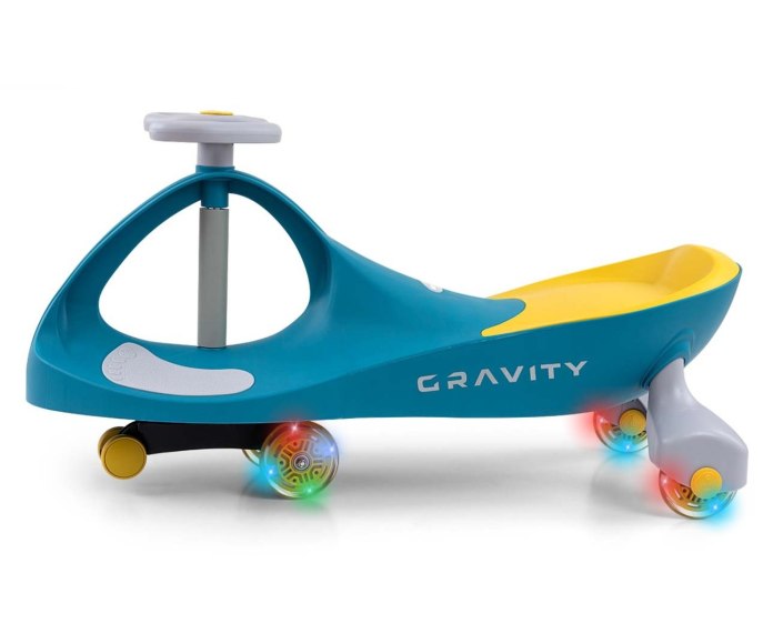 Jeździk Grawitacyjny dla dziecka, kółka LED, Green Yellow, Milly Mally, wiek 3+